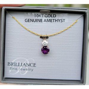 10K Gold & Genuine Amethyst Necklace